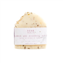 Load image into Gallery viewer, SOAK Bath Co | Lemon and Rosemary Soap Bar