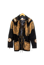 Load image into Gallery viewer, Unisex Beaded Leather Fringe Jacket | Black