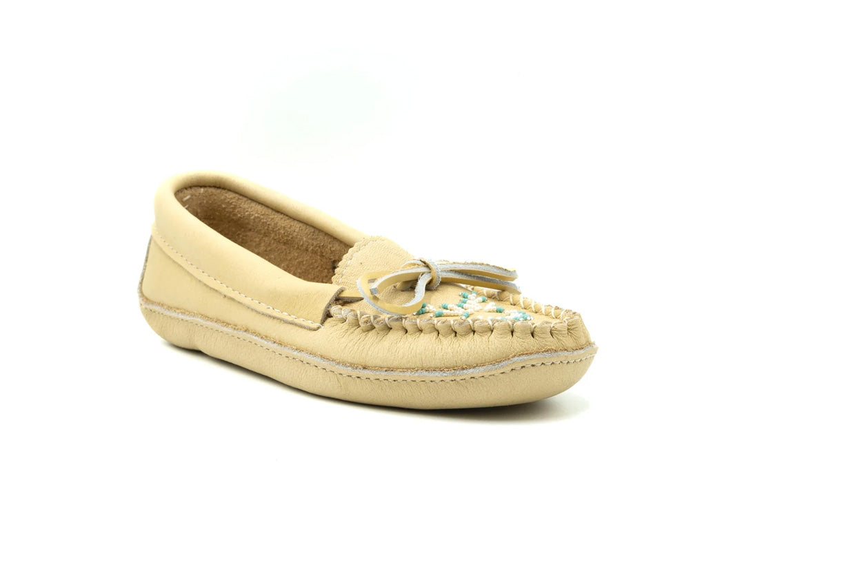 Bastien Industries Women's Moose Hide Moccasins - Hand-Beaded Leather Shoes With Rubber Sole