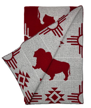 Load image into Gallery viewer, Buffalo Cross Blanket - White Buffalo Red
