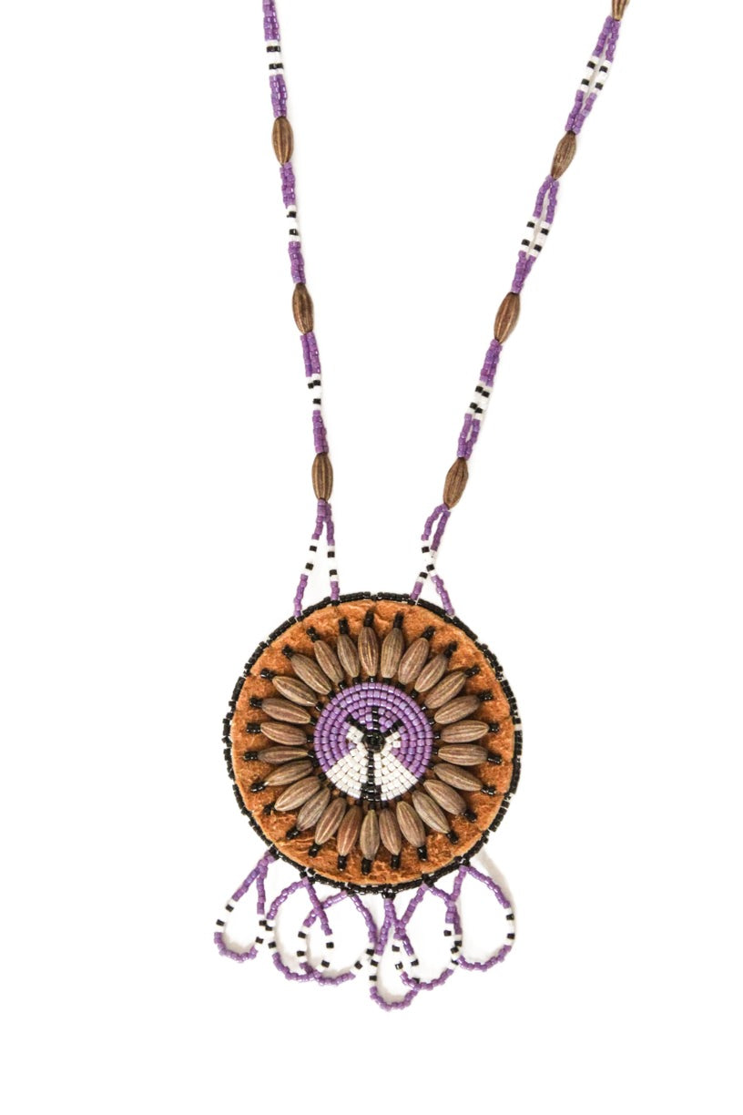 Beaded Lodge & Wolf Willow Seed Necklace