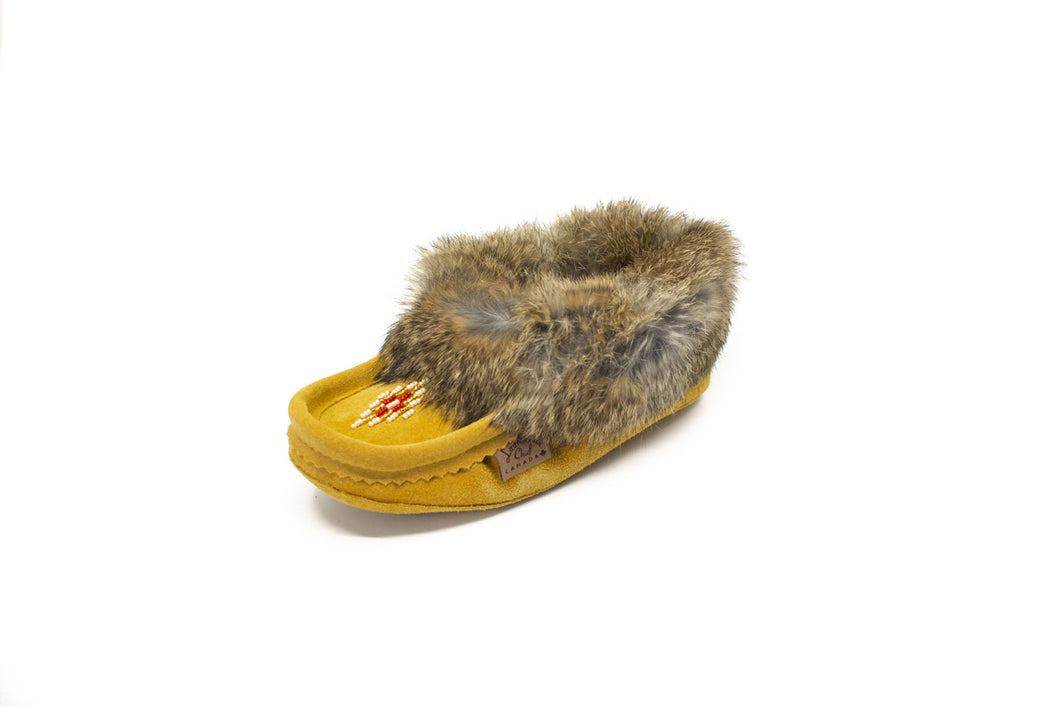 Youth's Laurentian Chief Rabbit Fur Beaded Moccasins