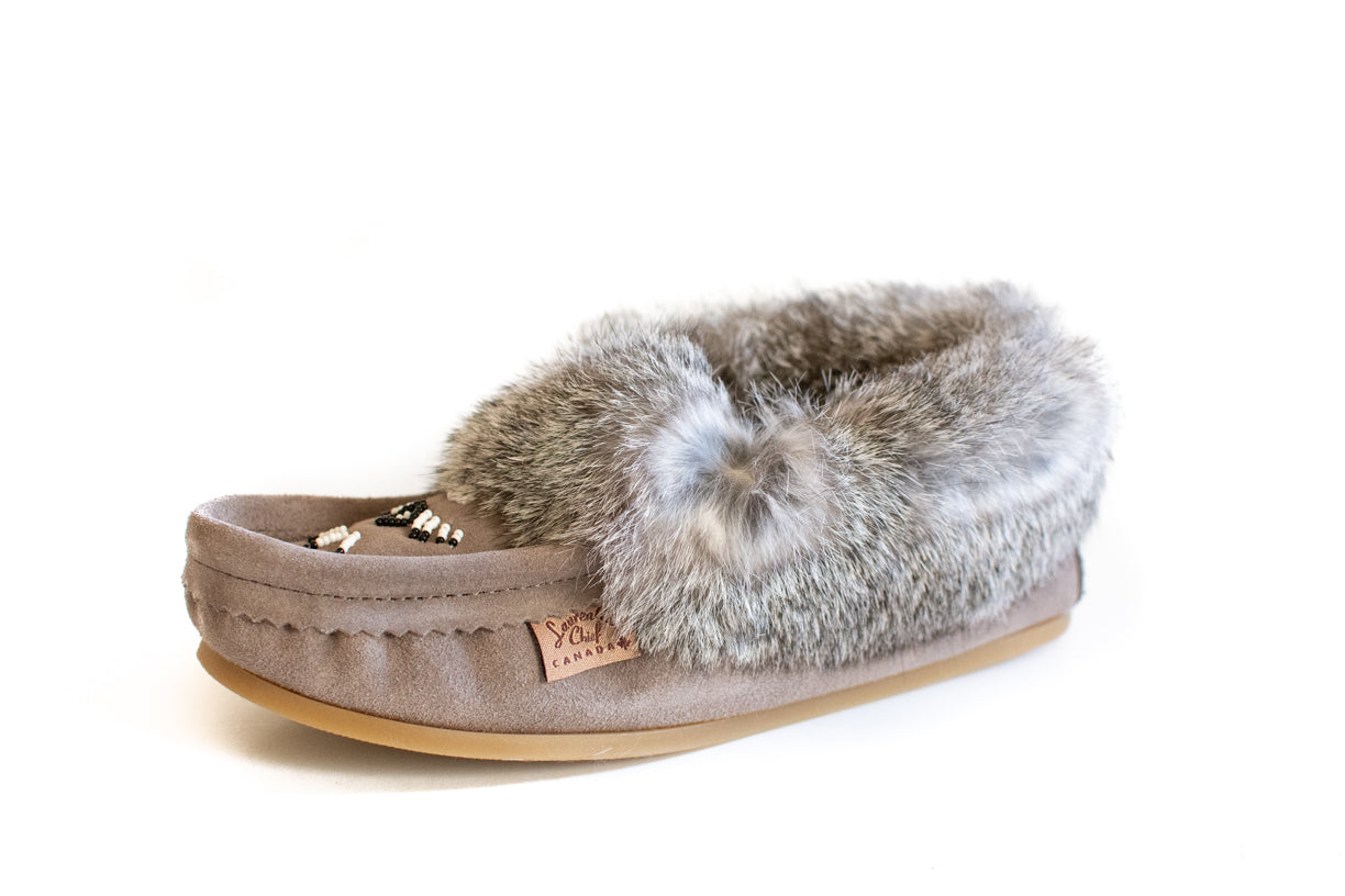 Women's Fur Suede Moccasins with Rubber Sole – The Banff Trading Post