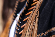 Load image into Gallery viewer, Unisex Beaded Leather Fringe Jacket | Black
