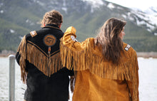Load image into Gallery viewer, Unisex Beaded Leather Fringe Jacket | Black

