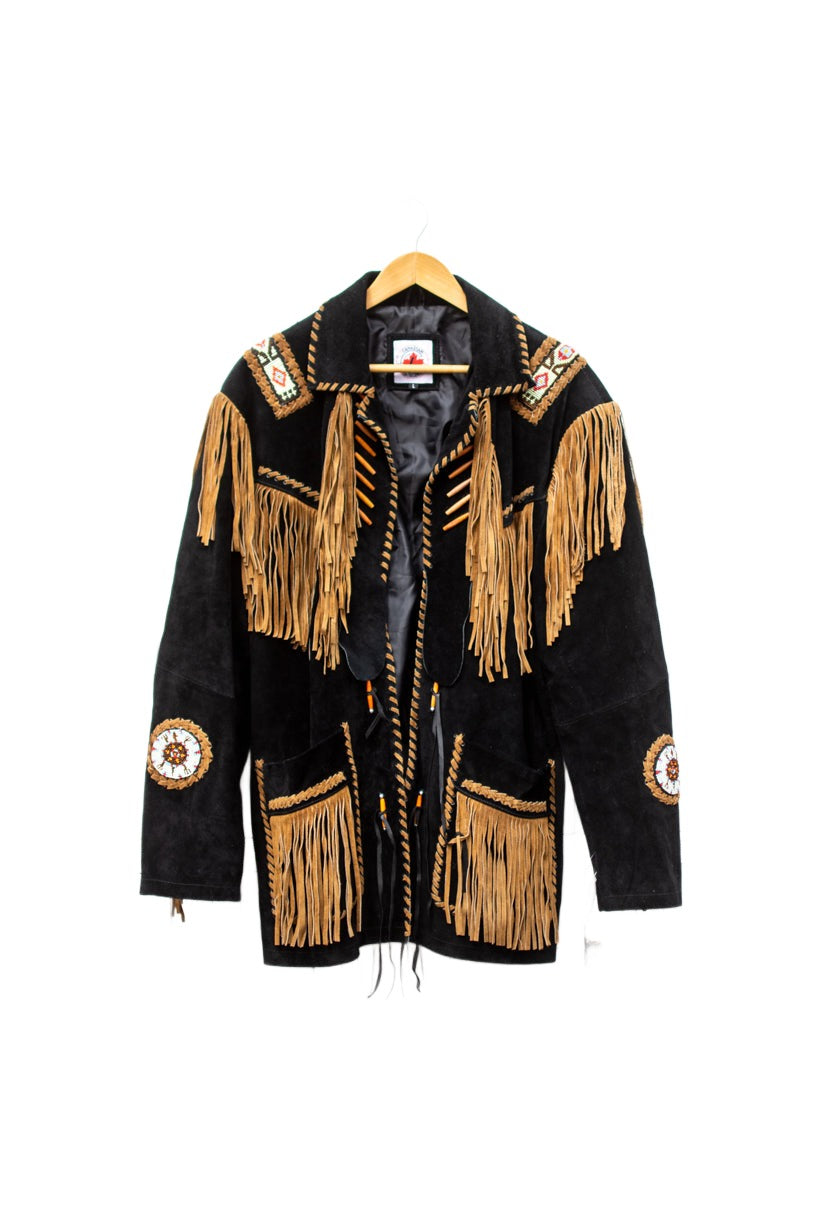 Unisex Beaded Leather Fringe Jacket | Black – The Banff Trading Post