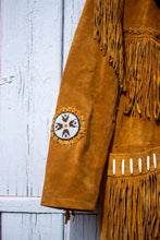 Load image into Gallery viewer, Unisex Beaded Leather Fringe Jacket | Tan
