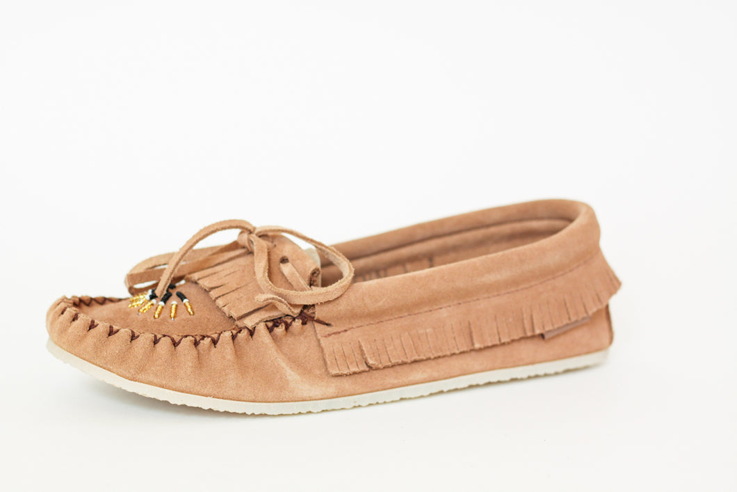 Women's Laurentian Chief Moose Suede Moccasins with Rubber Crepe Sole