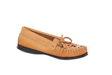 Load image into Gallery viewer, Women&#39;s Laurentian Chief Beaded Moosehide Moccasins with Rubber Sole #7456
