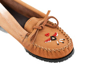 Load image into Gallery viewer, Women&#39;s Laurentian Chief Beaded Moosehide Moccasins with Rubber Sole #7456

